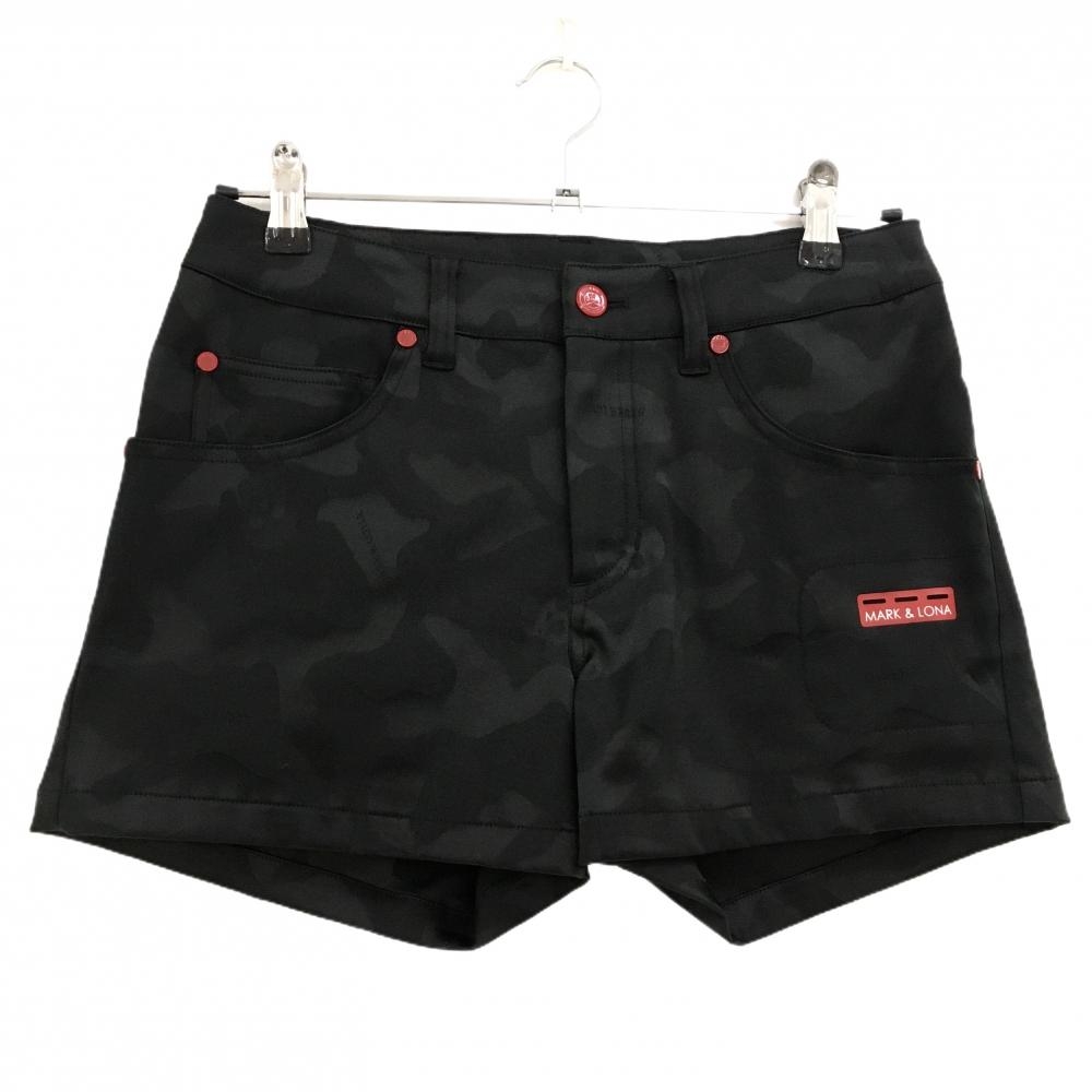 【超美品】マークアンドロナ ショートパンツ 黒 カモフラ スカル 迷彩 レディース 38(M) ゴルフウェア MARK＆LONA