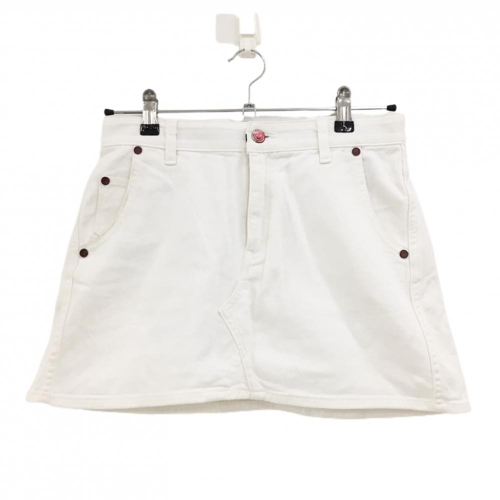 マークアンドロナ スカート 白 ストレッチ スカル  レディース S ゴルフウェア MARK＆LONA