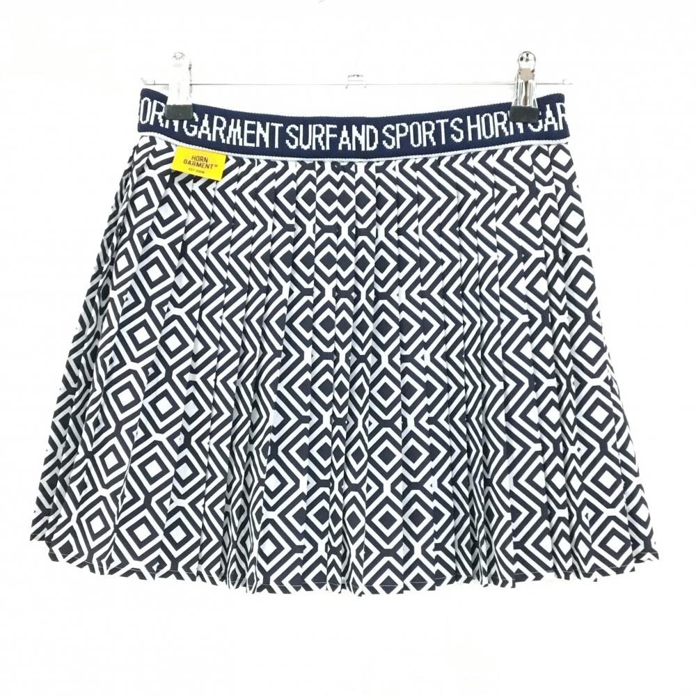 【新品】マークアンドロナ プリーツスカート ネイビー×白 総柄   レディース 38(M) ゴルフウェア 2023年モデル MARK＆LONA