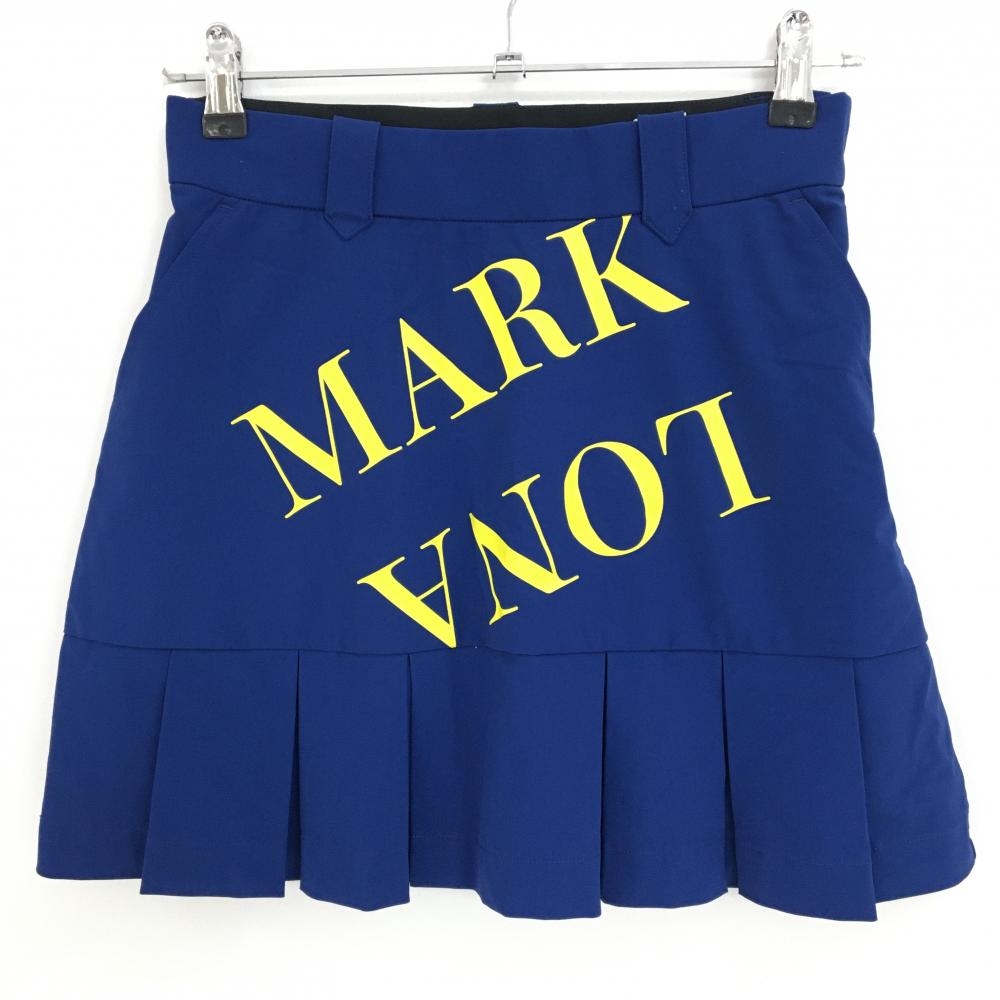 【新品】マークアンドロナ スカート ブルー×イエロー ストレッチ 内側インナーパンツ  レディース 38(M) ゴルフウェア MARK＆LONA