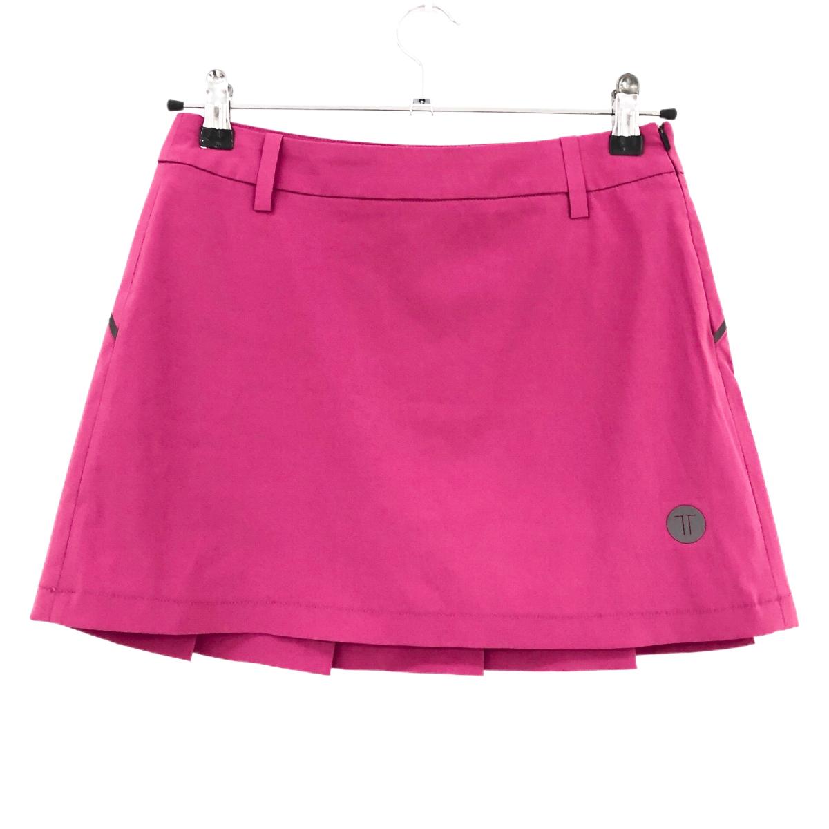 【超美品】マークアンドロナ ストレッチスカート ピンク 後ろプリーツ T-LINE 内側インナーパンツ レディース S ゴルフウェア MARK＆LONA