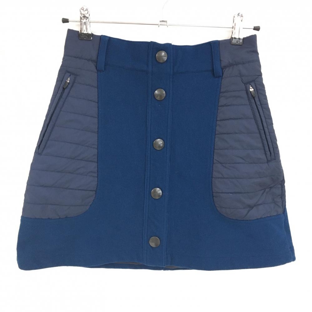 【美品】マークアンドロナ 切替スカート ネイビー 一部キルティング  レディース 38(M) ゴルフウェア MARK＆LONA