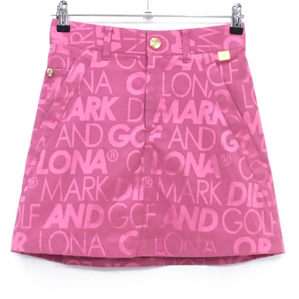 マークアンドロナ スカート ピンク系 英字総柄 内側インナーパンツ レディース 38(M) ゴルフウェア MARK＆LONA