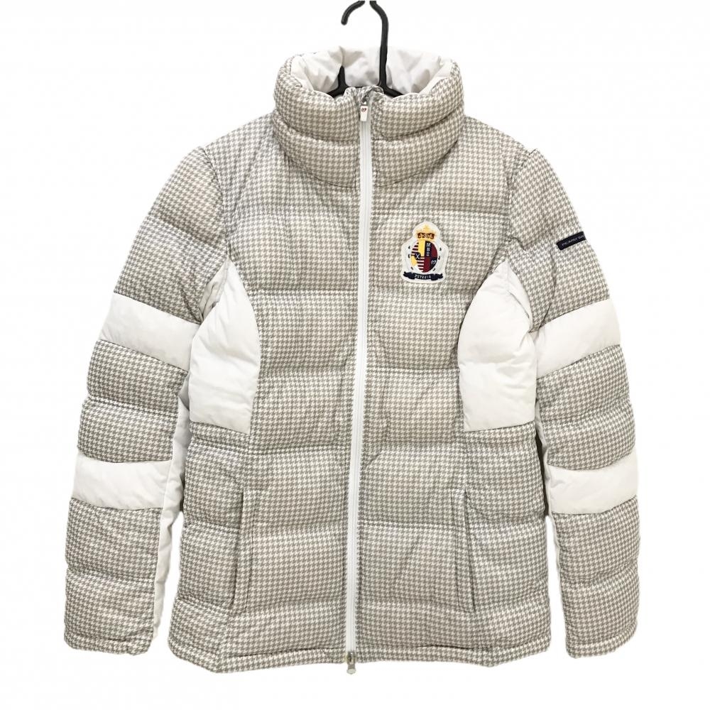 マスターバニー ダウンジャケット 白×グレー 千鳥格子 蓄熱裏地 レディース 2(L) ゴルフウェア MASTER BUNNY EDITION