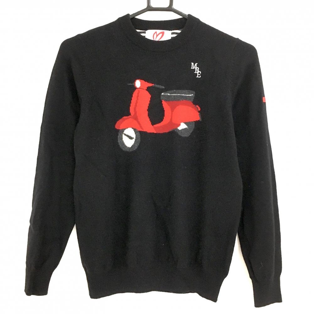 【美品】マスターバニー セーター 黒×レッド カシミヤ混 ニット バイク レディース 0(S) ゴルフウェア MASTER BUNNY EDITION