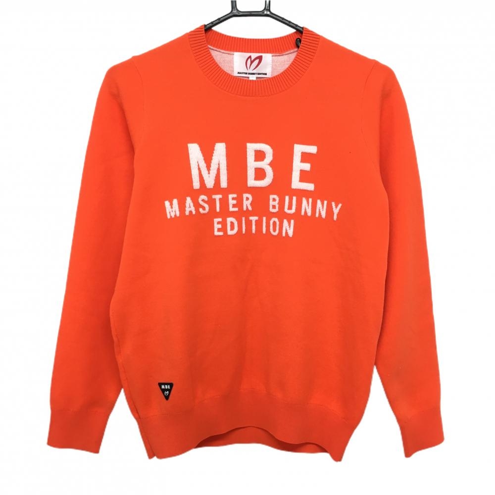 マスターバニー セーター オレンジ×白 ビッグロゴ  レディース 1(M) ゴルフウェア MASTER BUNNY EDITION