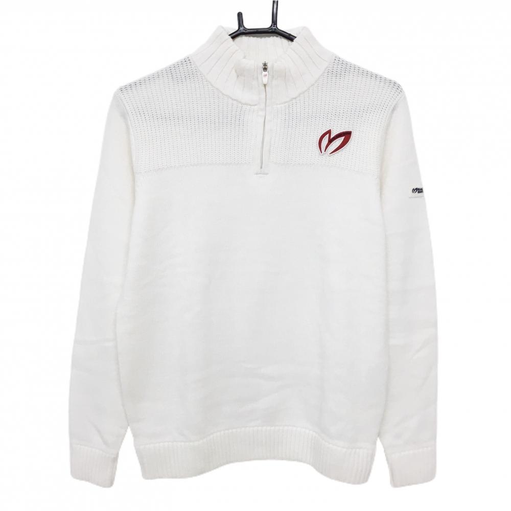 【美品】マスターバニー ハイネックセーター 白 ハーフジップ  レディース 1(M) ゴルフウェア MASTER BUNNY EDITION