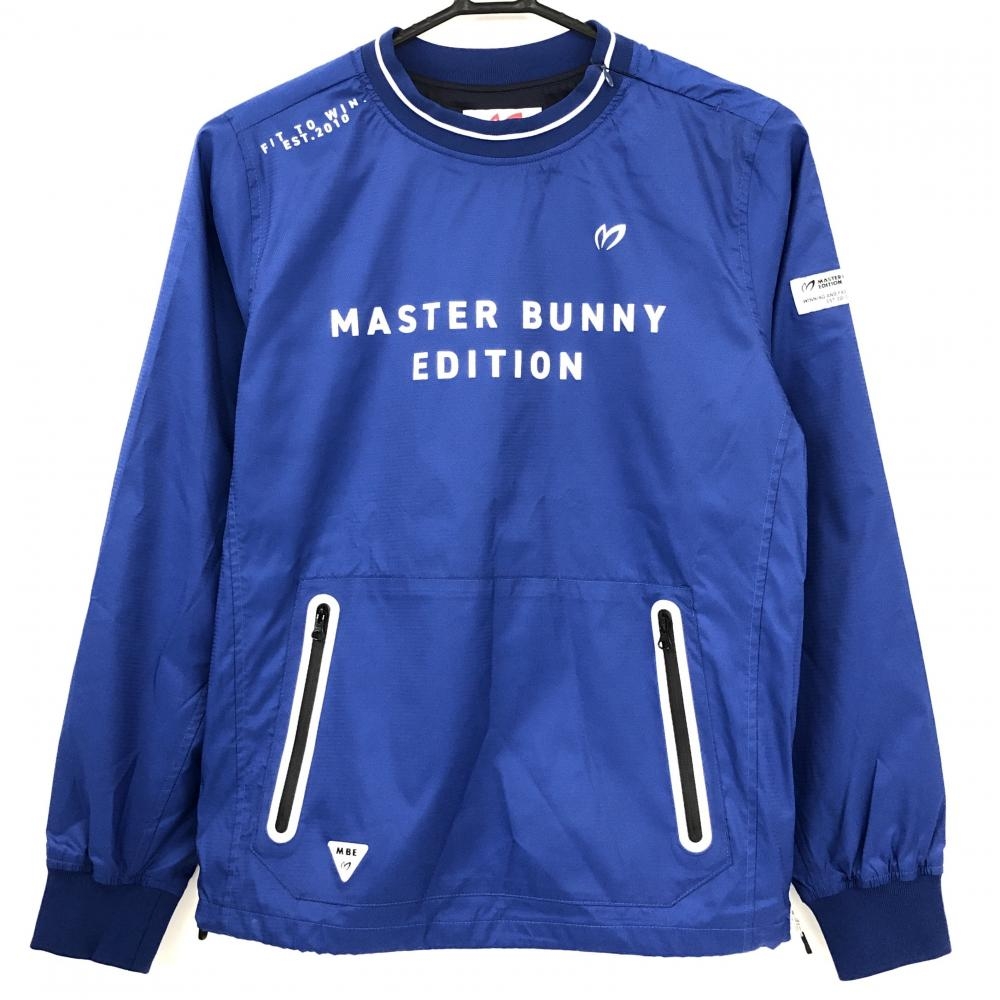 【超美品】マスターバニー スニード ブルー×白 地模様 蓄熱裏地 肩ハーフジップ レディース 1(M) ゴルフウェア MASTER BUNNY EDITION