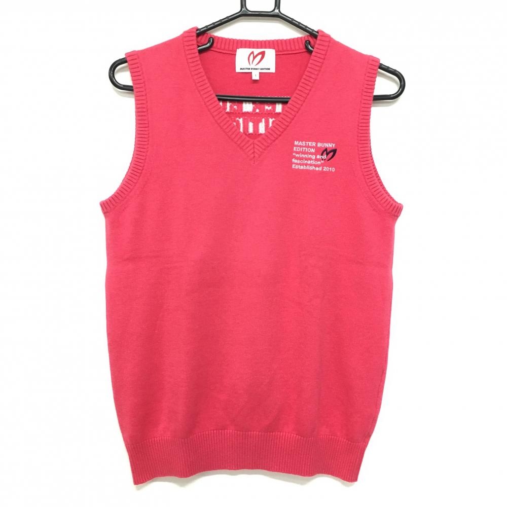 【超美品】マスターバニー ニットベスト ピンク カシミヤ混  レディース 1(M) ゴルフウェア MASTER BUNNY EDITION