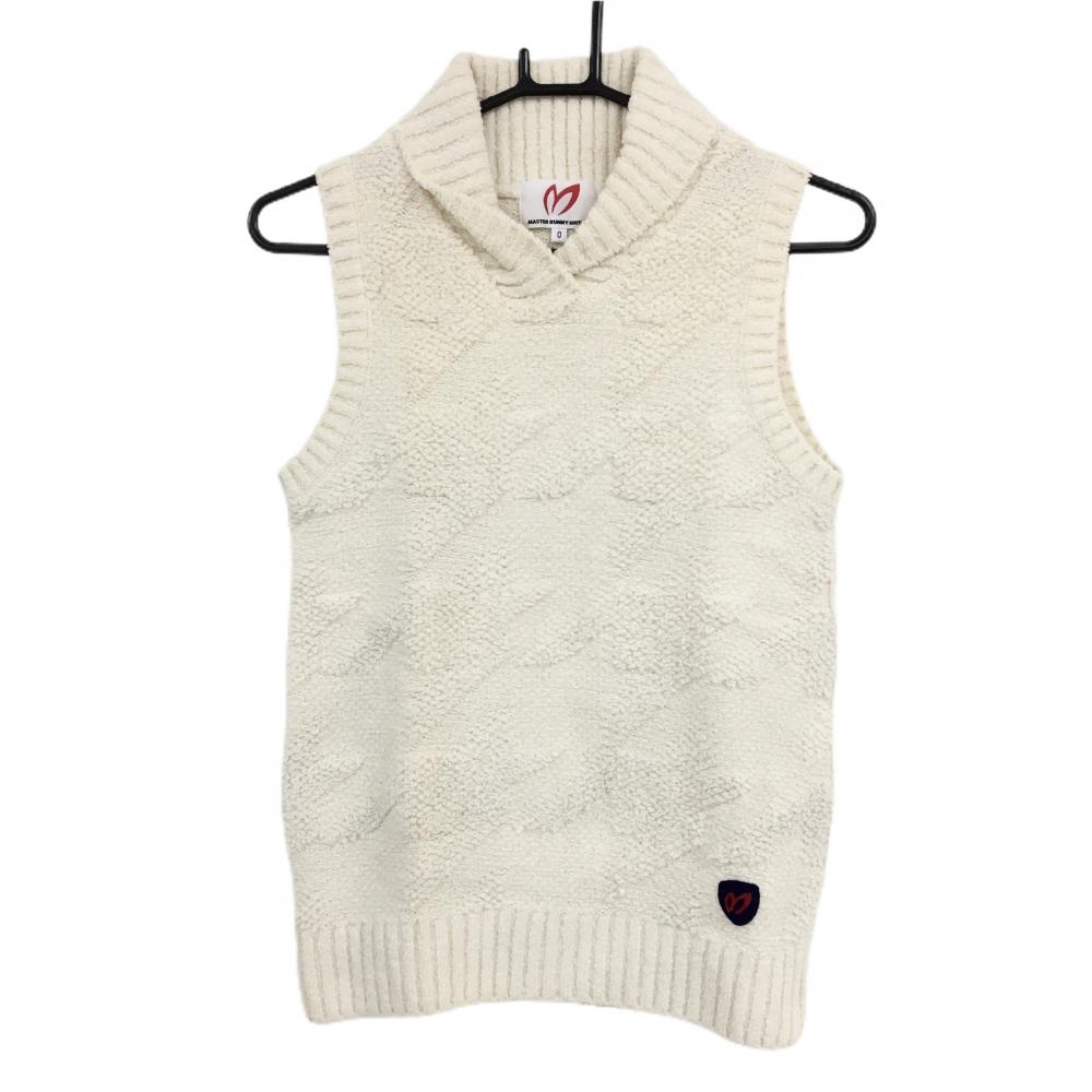 マスターバニー 襟付きニットベスト アイボリー 前千鳥格子 ウール混 レディース 0(S) ゴルフウェア MASTER BUNNY EDITION