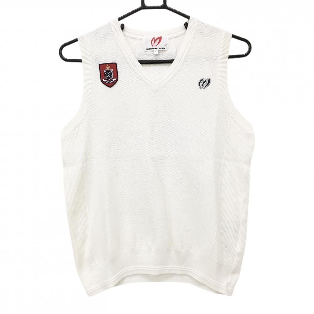 マスターバニー ニットベスト 白 ワッペン コットン100％ レディース 1 ゴルフウェア MASTER BUNNY EDITION