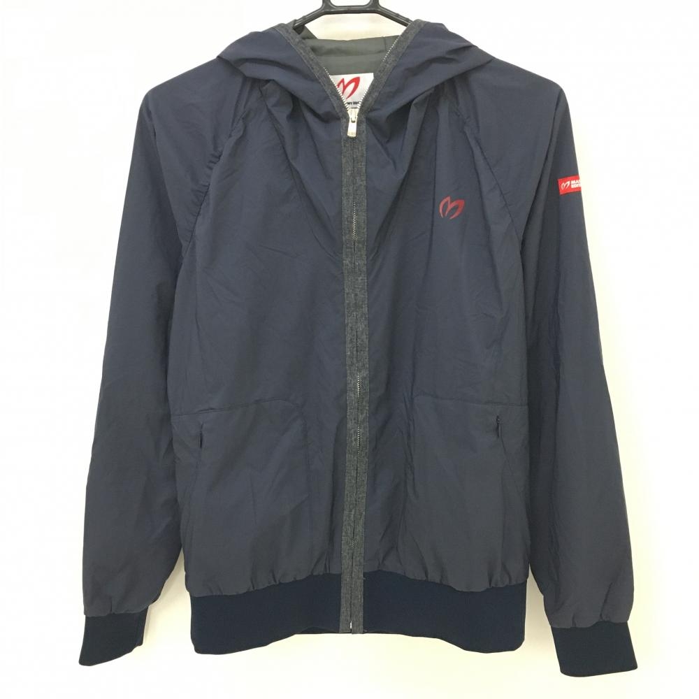 【超美品】マスターバニー ナイロンジップパーカー ネイビー×杢ネイビー 蓄熱裏地  レディース 1(M) ゴルフウェア MASTER BUNNY EDITION