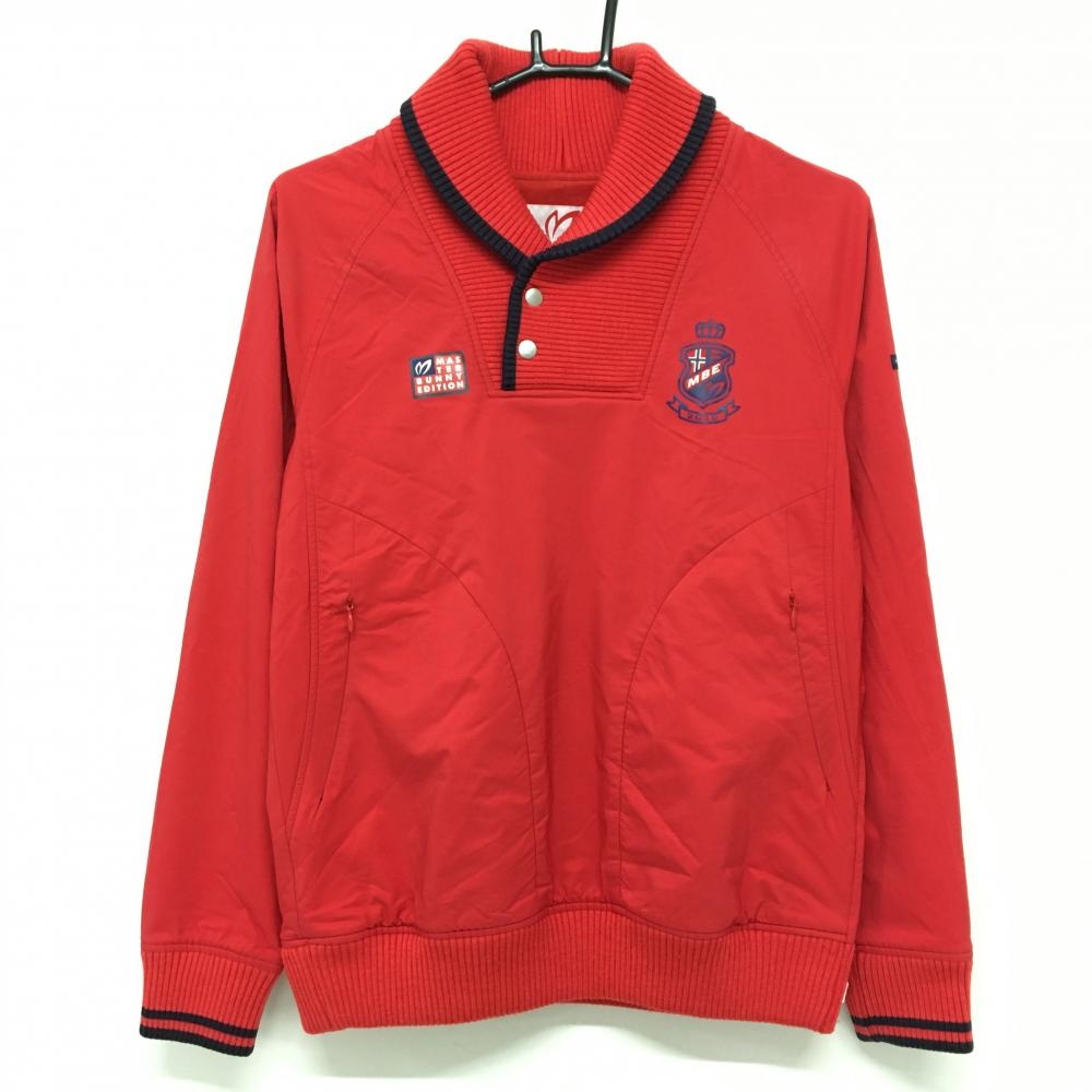 【美品】マスターバニー ブルゾン レッド×ネイビー スナップボタン 蓄熱裏地 レディース 1(M) ゴルフウェア MASTER BUNNY EDITION