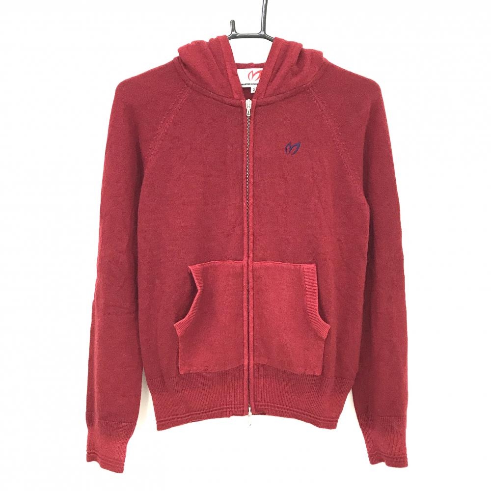 【美品】マスターバニー ニットジップパーカー ボルドー カシミヤ100%  レディース 2(L) ゴルフウェア MASTER BUNNY EDITION