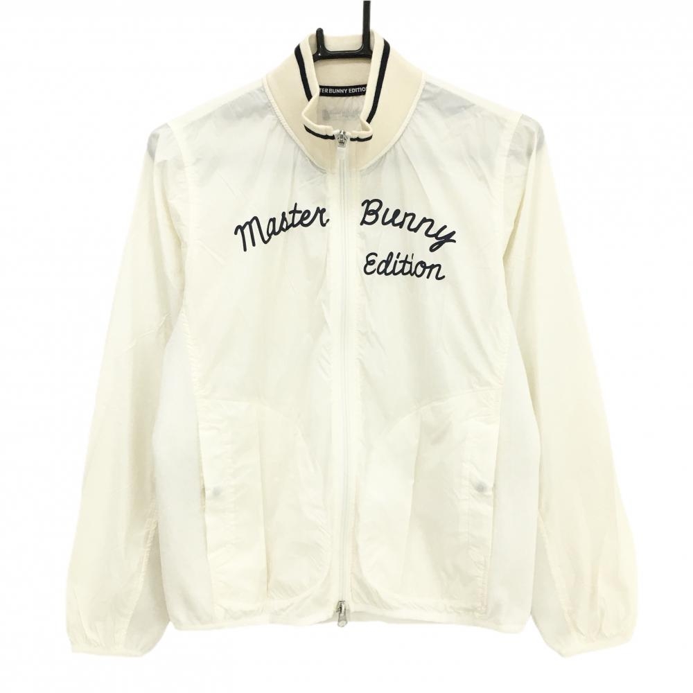 マスターバニー 切替ジャケット 白×ネイビー 一部起毛素材 薄手 レディース 0(S) ゴルフウェア MASTER BUNNY EDITION