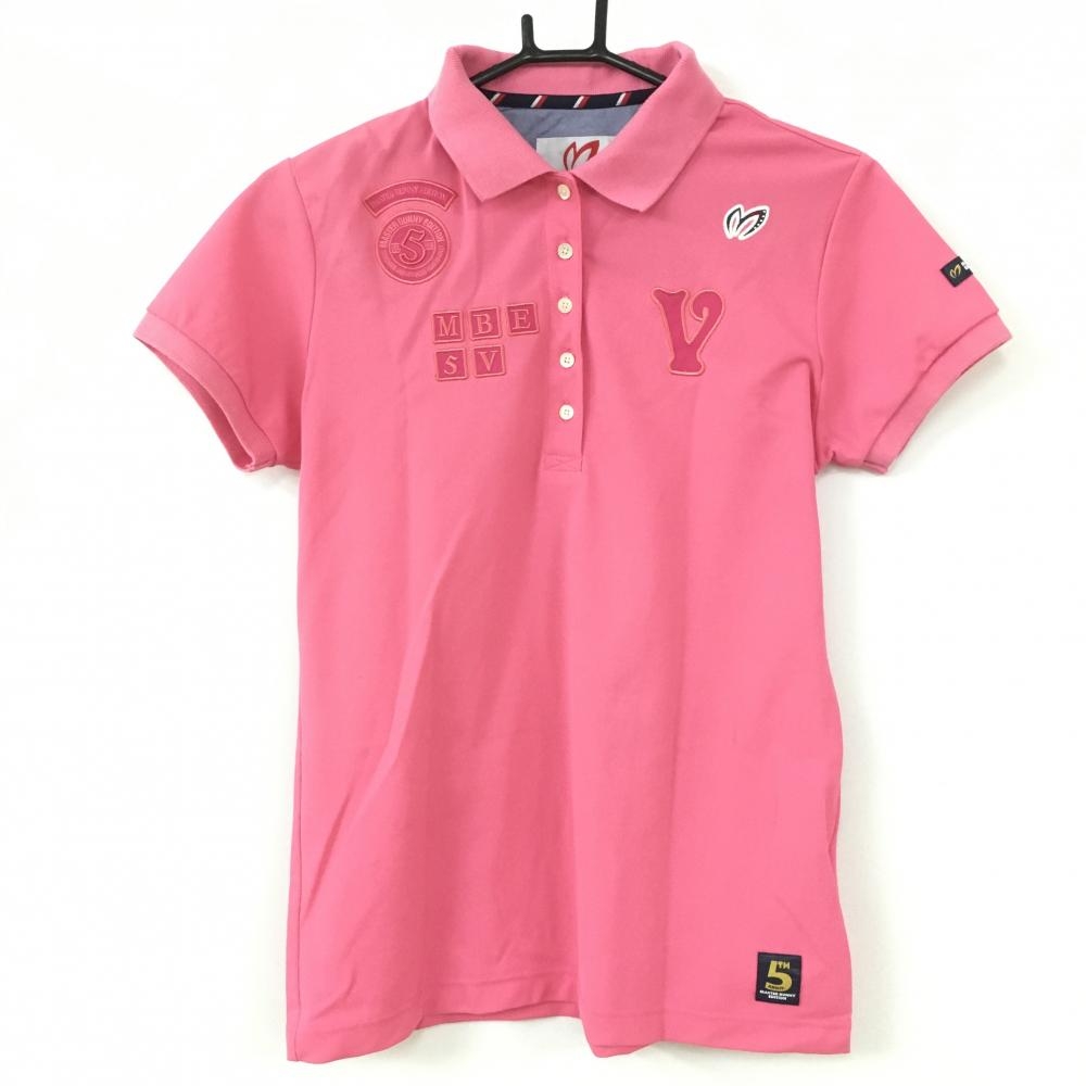 【美品】マスターバニー 半袖ポロシャツ ピンク 5周年  レディース 2(L) ゴルフウェア MASTER BUNNY EDITION