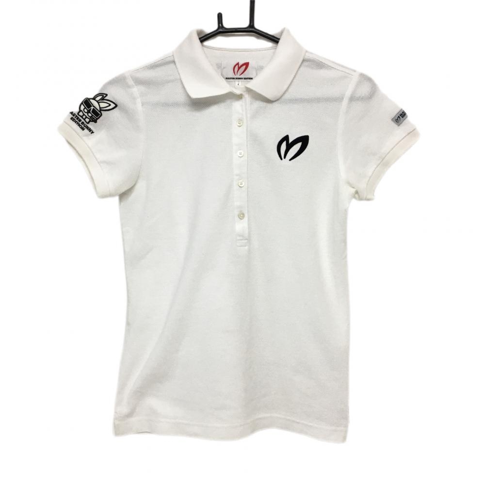 マスターバニー 半袖ポロシャツ 白×黒 タバコラビット 日本製 レディース 1(M) ゴルフウェア MASTER BUNNY EDITION