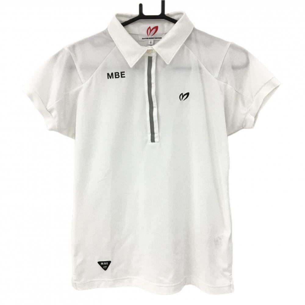 【超美品】マスターバニー 半袖ポロシャツ 白×グレー 前立てライン  レディース 0(S) ゴルフウェア MASTER BUNNY EDITION