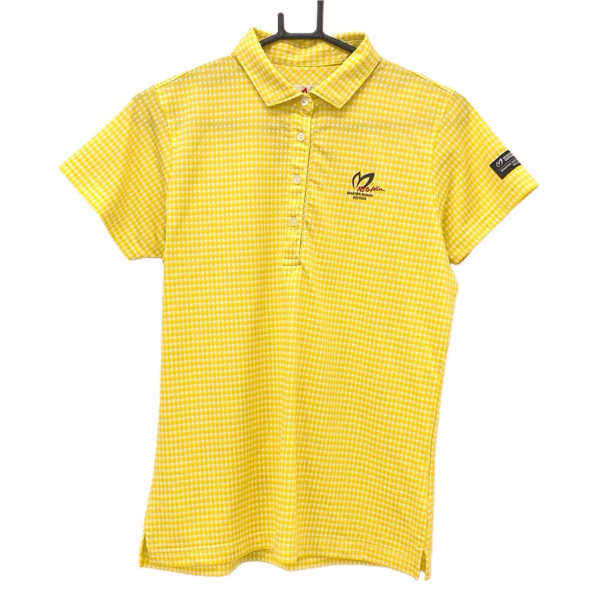 【超美品】マスターバニー 半袖ポロシャツ イエロー×白 チェック レディース 1(M) ゴルフウェア MASTER BUNNY EDITION