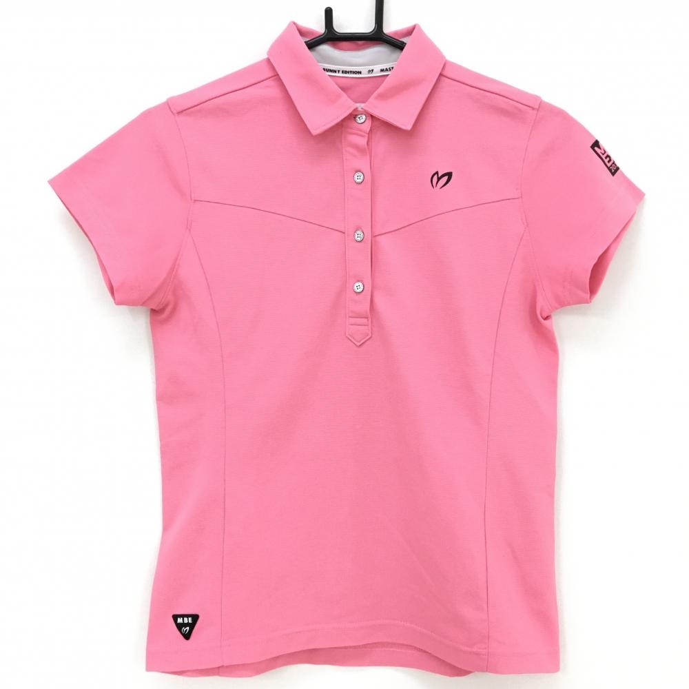 マスターバニー 半袖ポロシャツ ピンク×黒 バックロゴプリント レディース 0(S) ゴルフウェア MASTER BUNNY EDITION