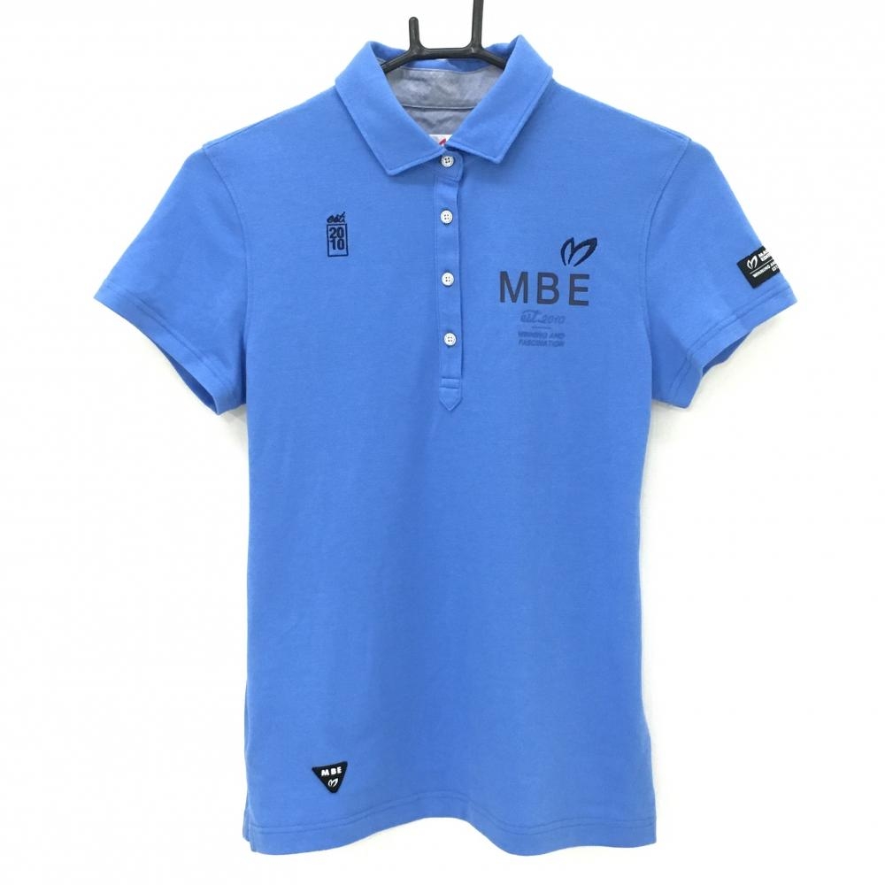 【新品】マスターバニー 半袖ポロシャツ ライトブルー ロゴ黒  レディース 0(S) ゴルフウェア MASTER BUNNY EDITION