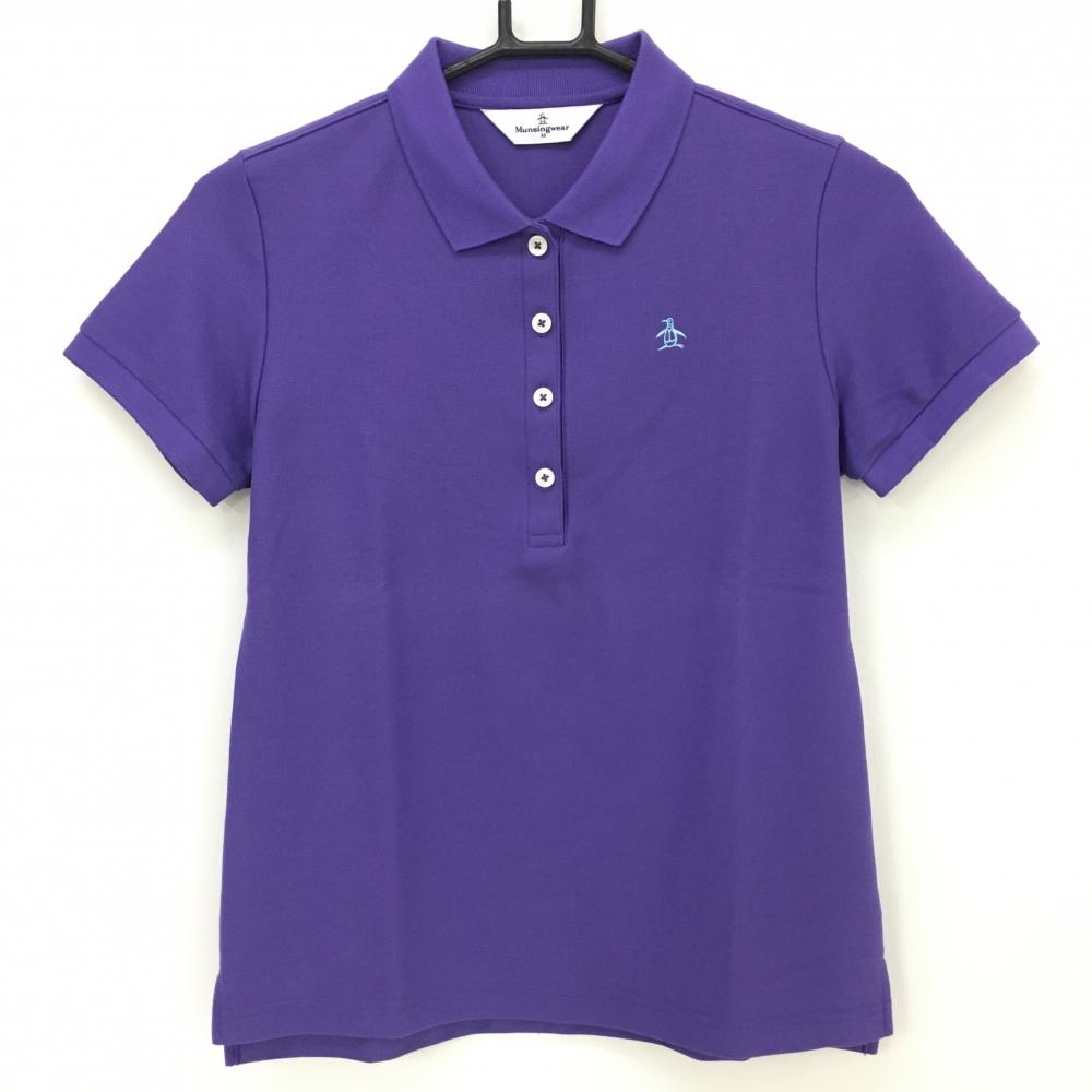 【超美品】マスターバニー 半袖ポロシャツ パープル ロゴライトブルー レディース M ゴルフウェア MASTER BUNNY EDITION