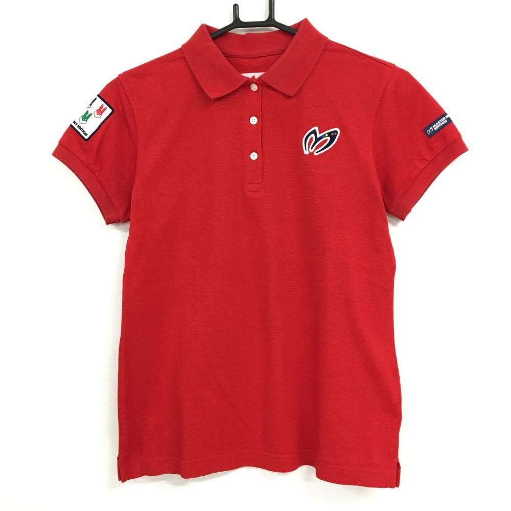 マスターバニー 半袖ポロシャツ レッド ロゴネイビー 袖ワッペン  レディース 1(M) ゴルフウェア MASTER BUNNY EDITION