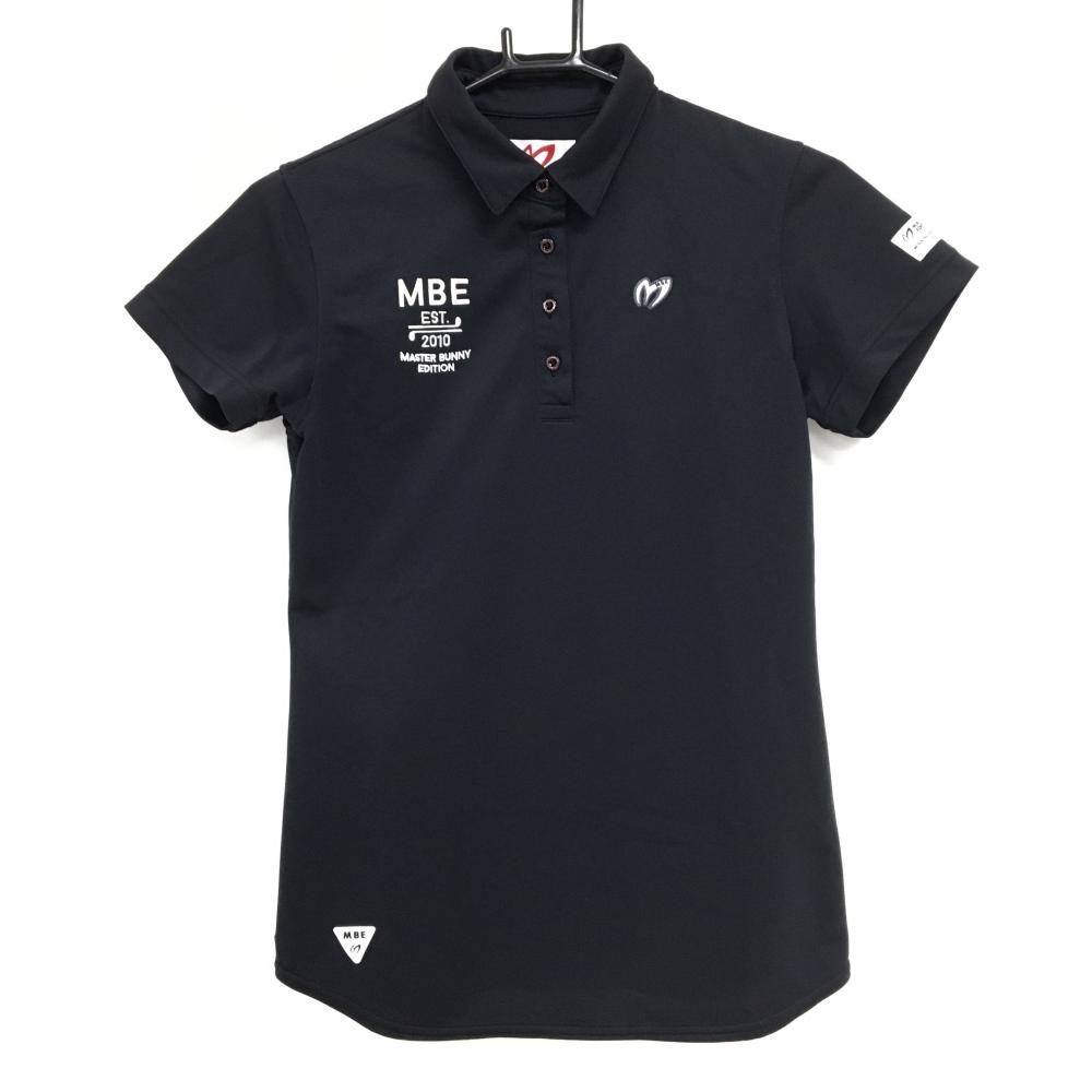 【超美品】マスターバニー 半袖ポロシャツ 黒 後ろセンターロゴ レディース 0(S) ゴルフウェア MASTER BUNNY EDITION