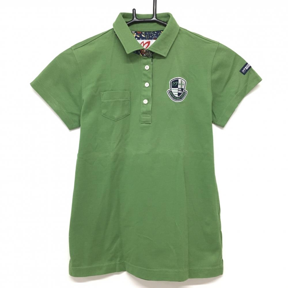 【美品】マスターバニー 半袖ポロシャツ グリーン 胸ポケット レディース 0(S) ゴルフウェア MASTER BUNNY EDITION
