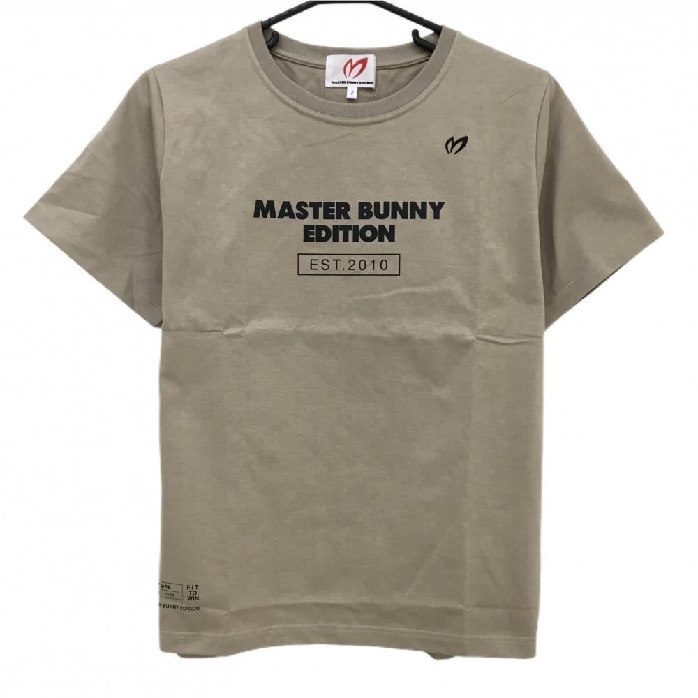 【未使用品】マスターバニー Tシャツ ライトブラウン×黒 背面ビッグプリント  レディース 2(L) ゴルフウェア MASTER BUNNY EDITION