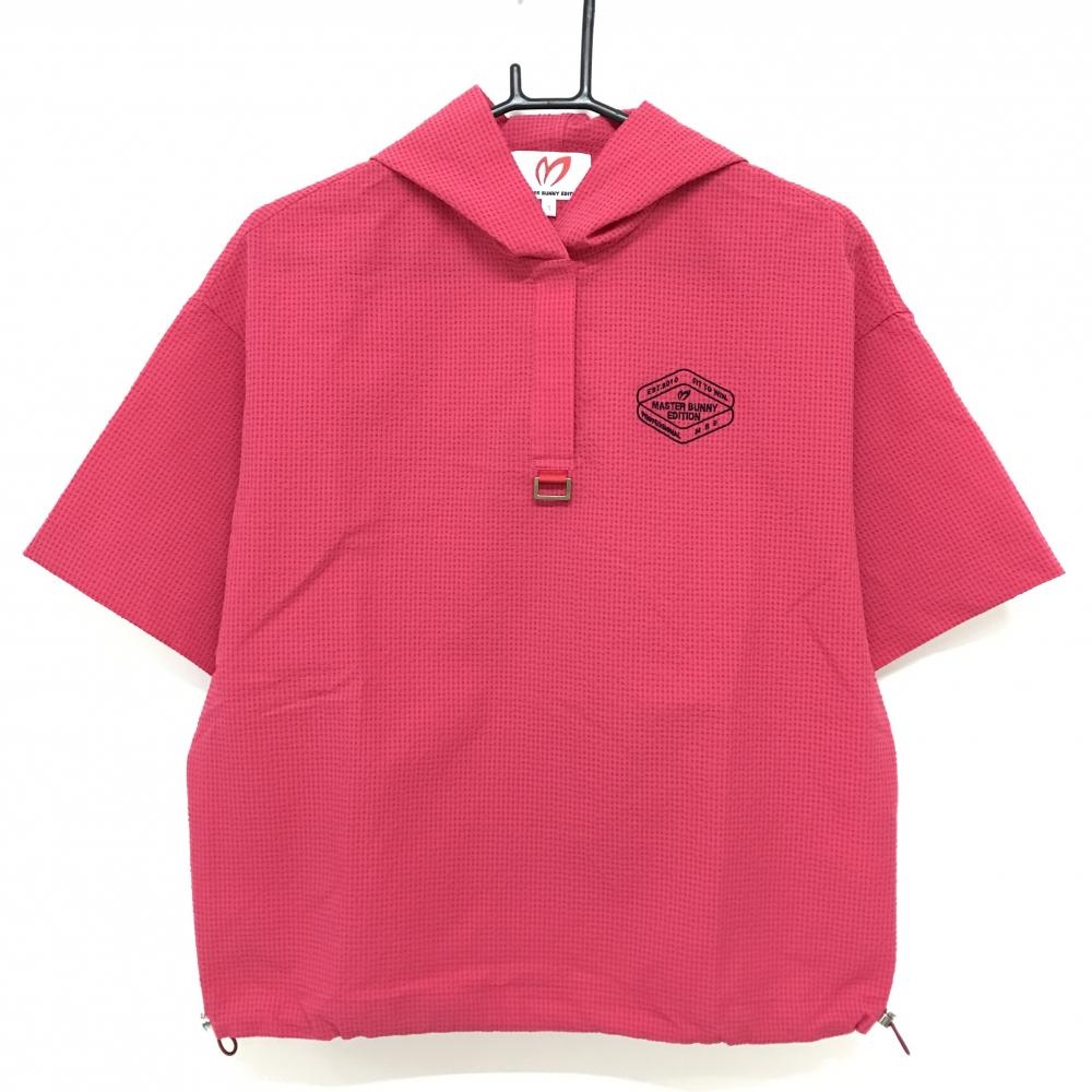 【超美品】マスターバニー フード付半袖シャツ ピンク×黒 レディース 1(M) ゴルフウェア 2025年モデル MASTER BUNNY EDITION