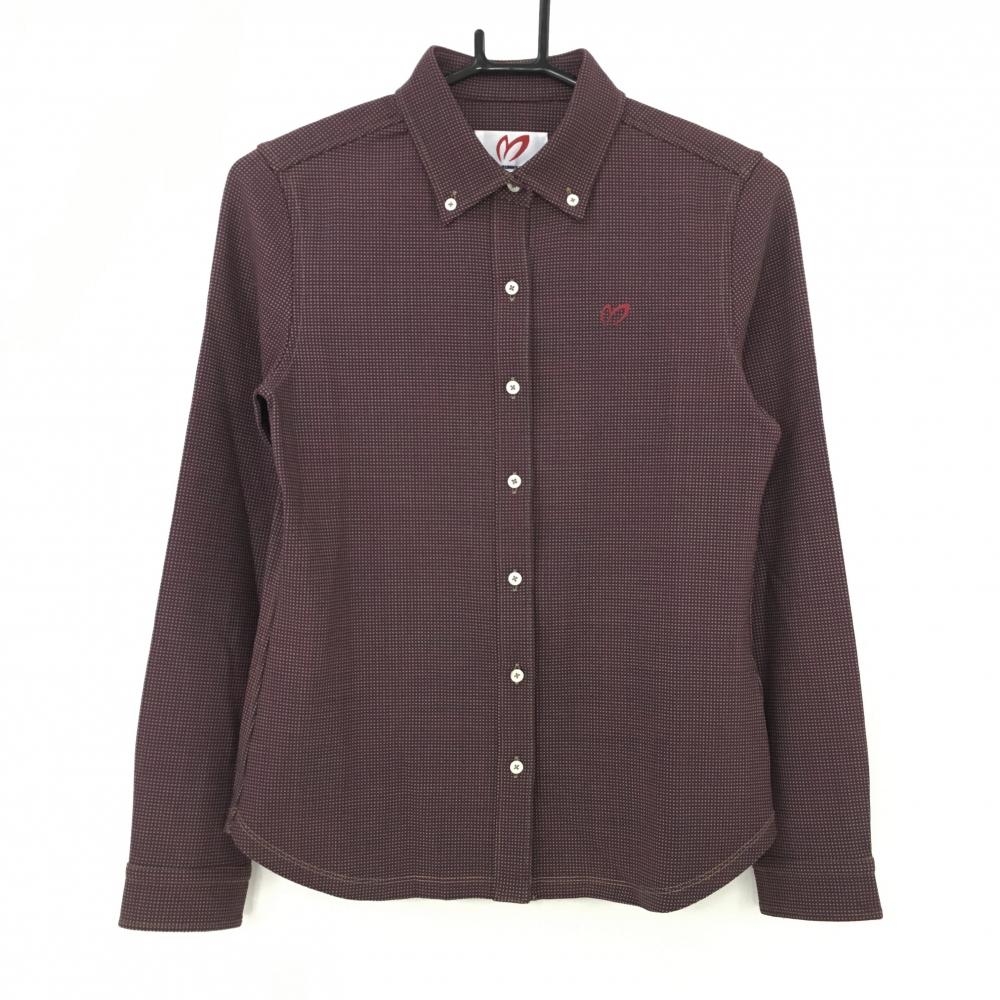 【超美品】マスターバニー 長袖シャツ ボルドー系 ボタンダウン レディース 0(S) ゴルフウェア MASTER BUNNY EDITION