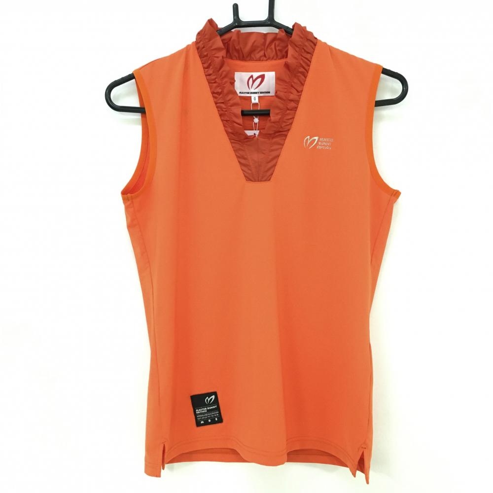 【新品】マスターバニー ノースリーブシャツ オレンジ ネックフリル  レディース 0(S) ゴルフウェア 2022年モデル MASTER BUNNY EDITION
