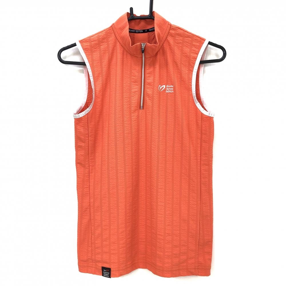 【新品】マスターバニー ノースリーブハイネックシャツ オレンジ×シルバー レディース 0(S) ゴルフウェア MASTER BUNNY EDITION