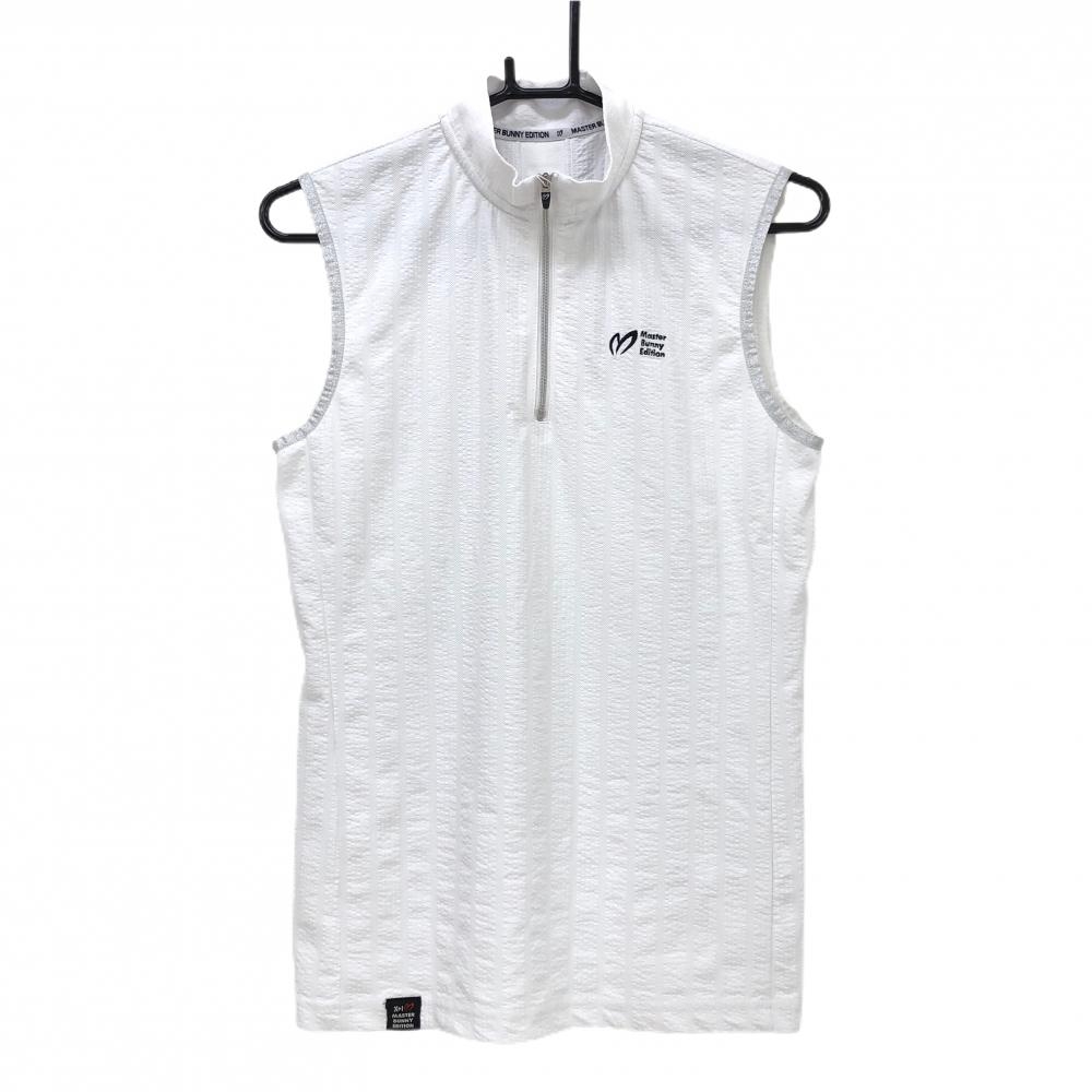【新品】マスターバニー ノースリーブハイネックシャツ 白×シルバー レディース 2(L) ゴルフウェア MASTER BUNNY EDITION