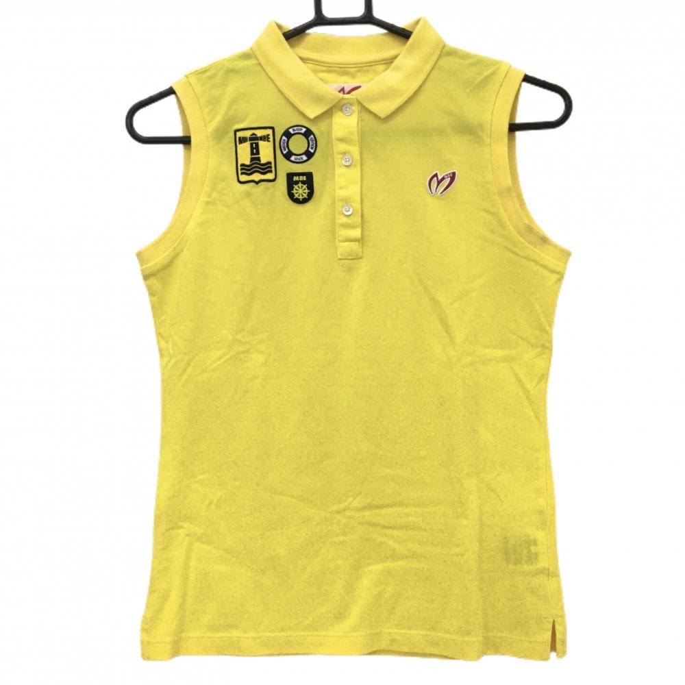【美品】マスターバニー ノースリーブポロシャツ イエロー ロゴ刺しゅう レディース 0(S) ゴルフウェア MASTER BUNNY EDITION