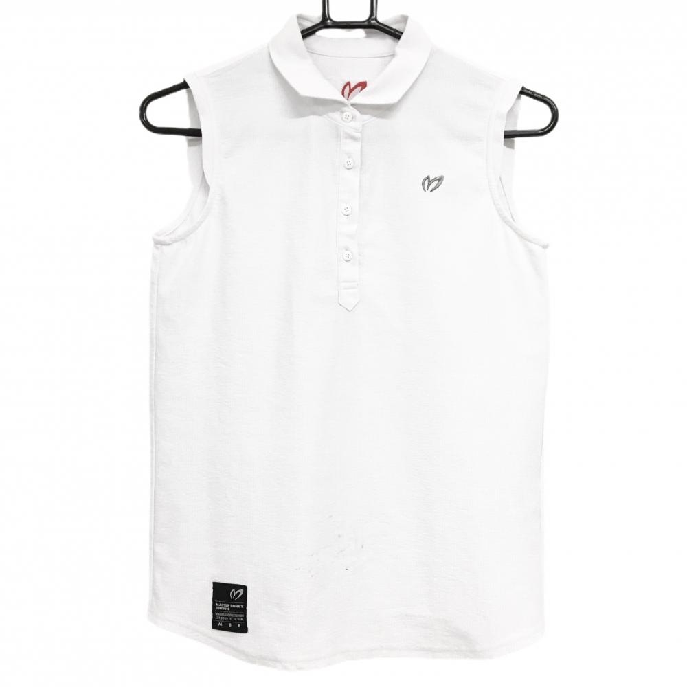 マスターバニー ノースリーブポロシャツ 白 ストライプ調 胸ロゴ レディース 0(S) ゴルフウェア MASTER BUNNY EDITION