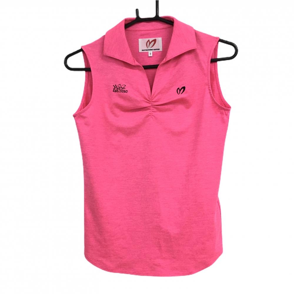 【超美品】マスターバニー ノースリーブスキッパーシャツ 蛍光ピンク  レディース 0(S) ゴルフウェア 2024年モデル MASTER BUNNY EDITION