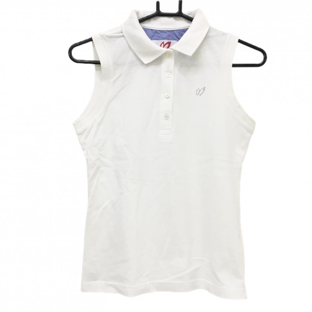 マスターバニー ノースリーブポロシャツ 白 ロゴラインストーン レディース 0(S) ゴルフウェア MASTER BUNNY EDITION