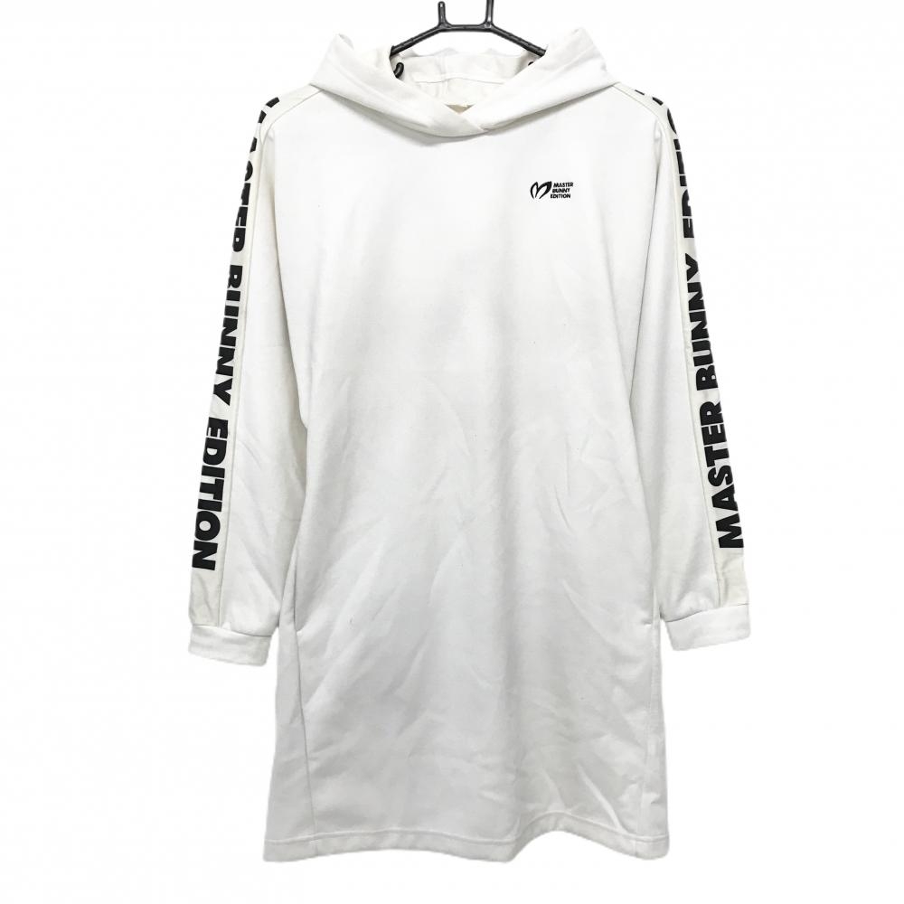 マスターバニー フード付きワンピース 白×黒 袖ロゴ レディース 0(S) ゴルフウェア MASTER BUNNY EDITION