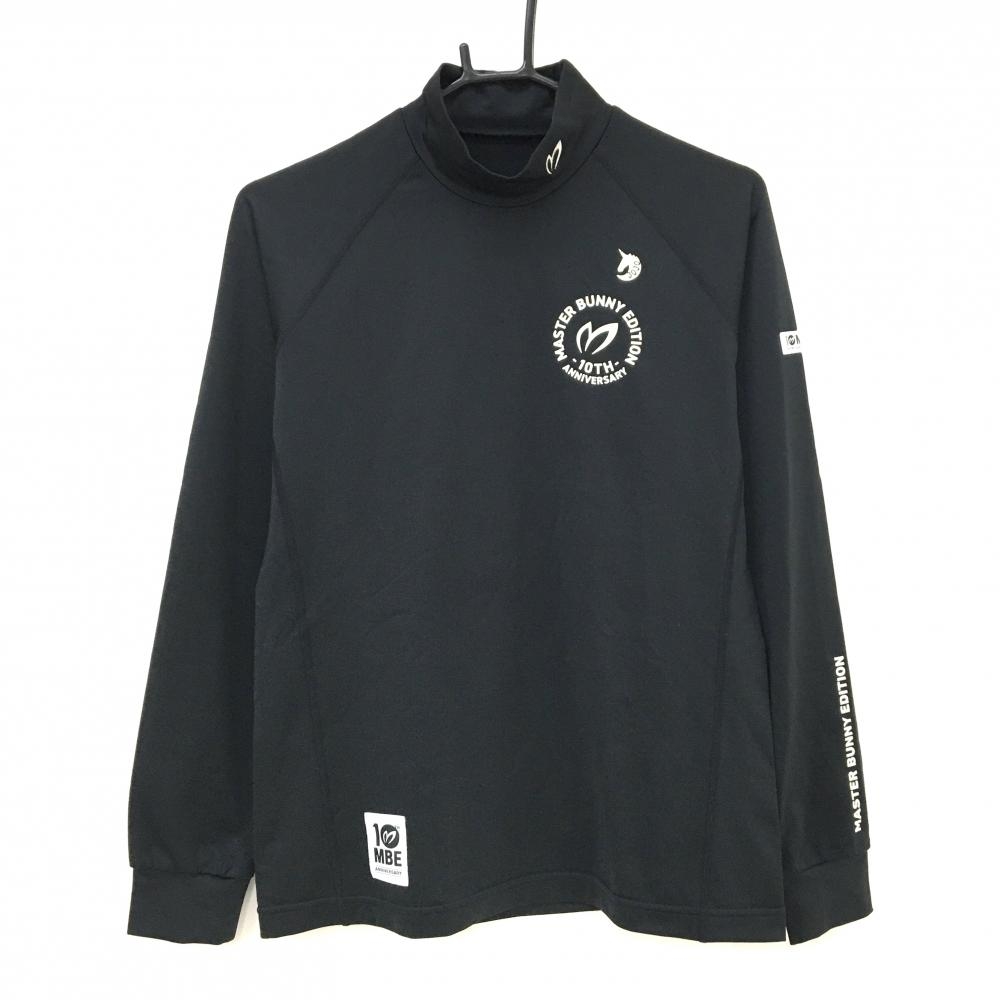 【超美品】マスターバニー ハイネックインナーシャツ 黒×白 10周年 ロゴプリント レディース 1(M) ゴルフウェア MASTER BUNNY EDITION