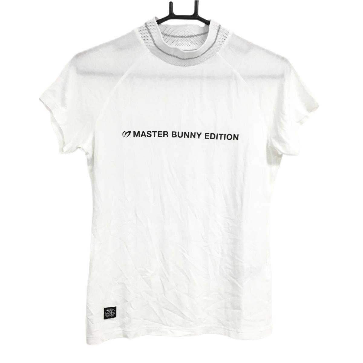 【未使用品】マスターバニー 半袖ハイネックシャツ 白 ロゴ黒  レディース 0(S) ゴルフウェア 2023年モデル MASTER BUNNY EDITION