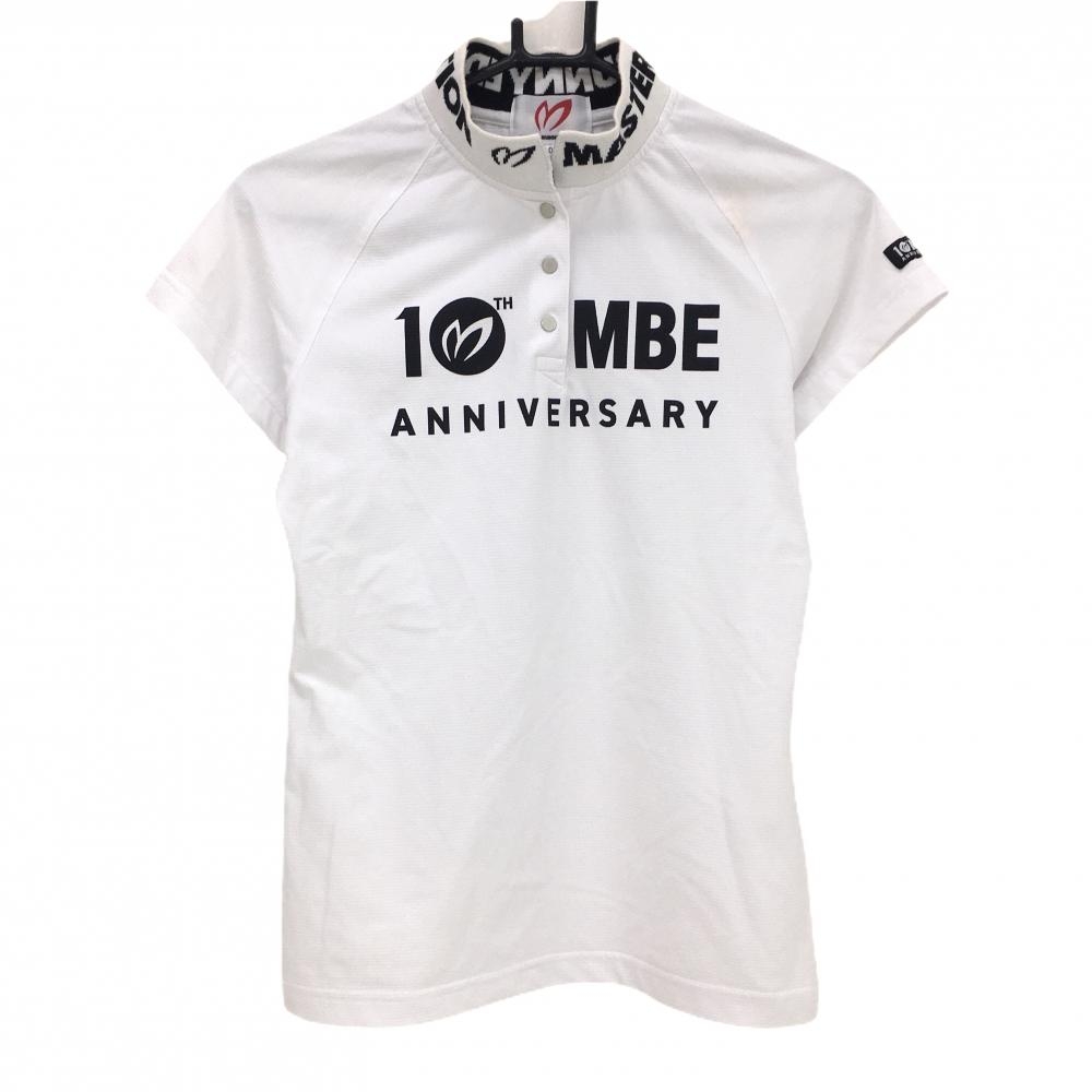 マスターバニー 半袖ハイネックシャツ 白 スナップボタン ネックロゴ  レディース 0(S) ゴルフウェア MASTER BUNNY EDITION