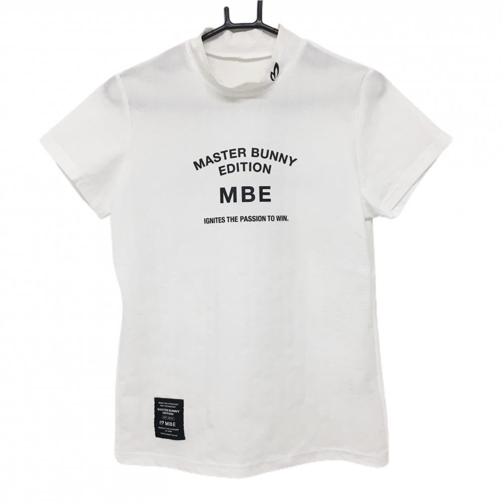 マスターバニー 半袖ハイネックシャツ 白×黒 フロントロゴプリント レディース 2(L) ゴルフウェア 2023年モデル MASTER BUNNY EDITION