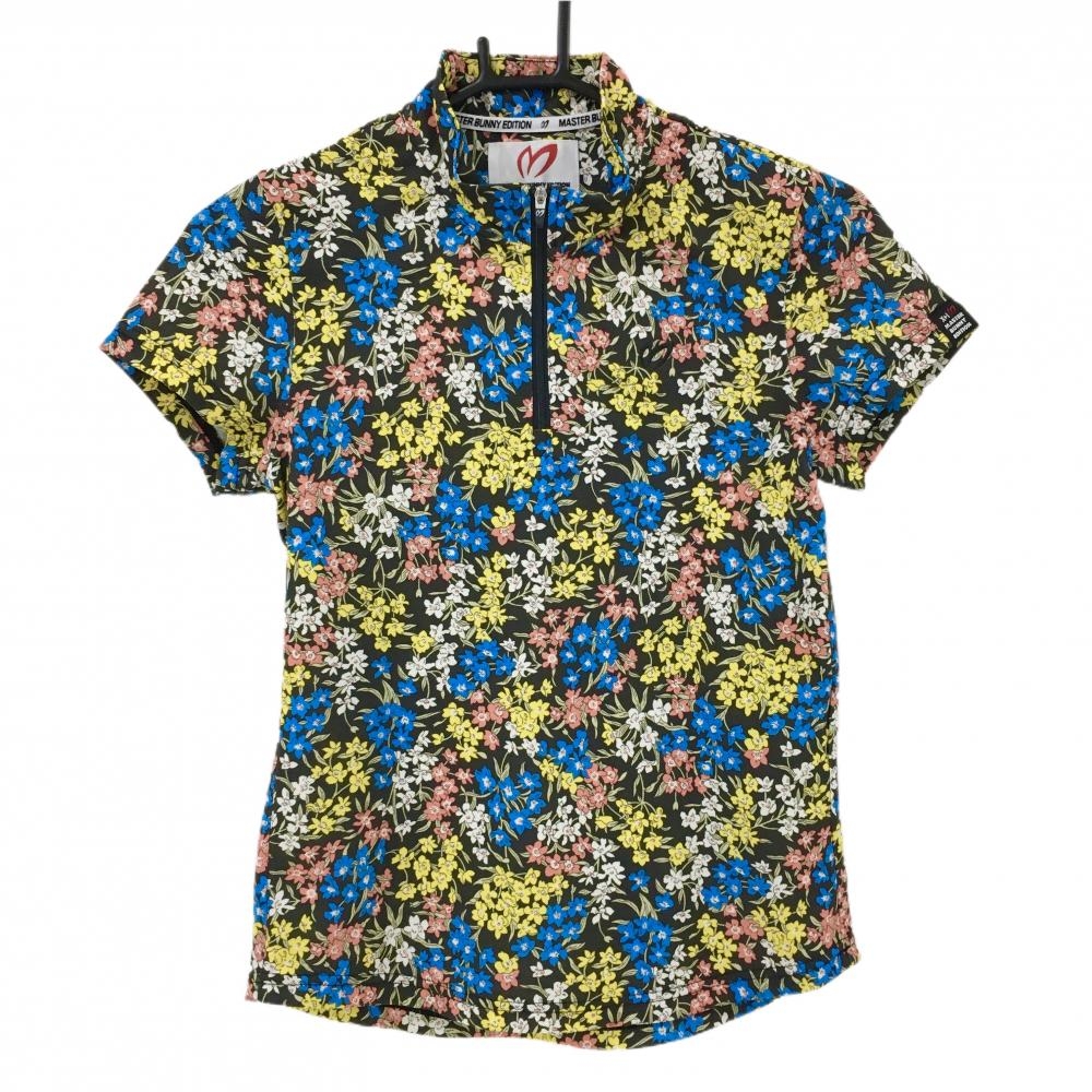 【超美品】マスターバニー×LIBERTY 半袖ハイネックシャツ ブラウン×マルチカラー  レディース 0(S) ゴルフウェア MASTER BUNNY EDITION