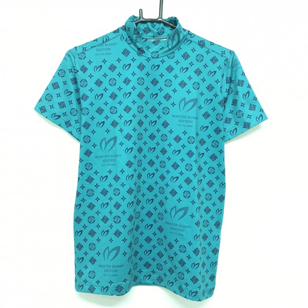 【超美品】マスターバニー 半袖ハイネックシャツ グリーン×ネイビー  レディース 2(L) ゴルフウェア 2024年モデル MASTER BUNNY EDITION
