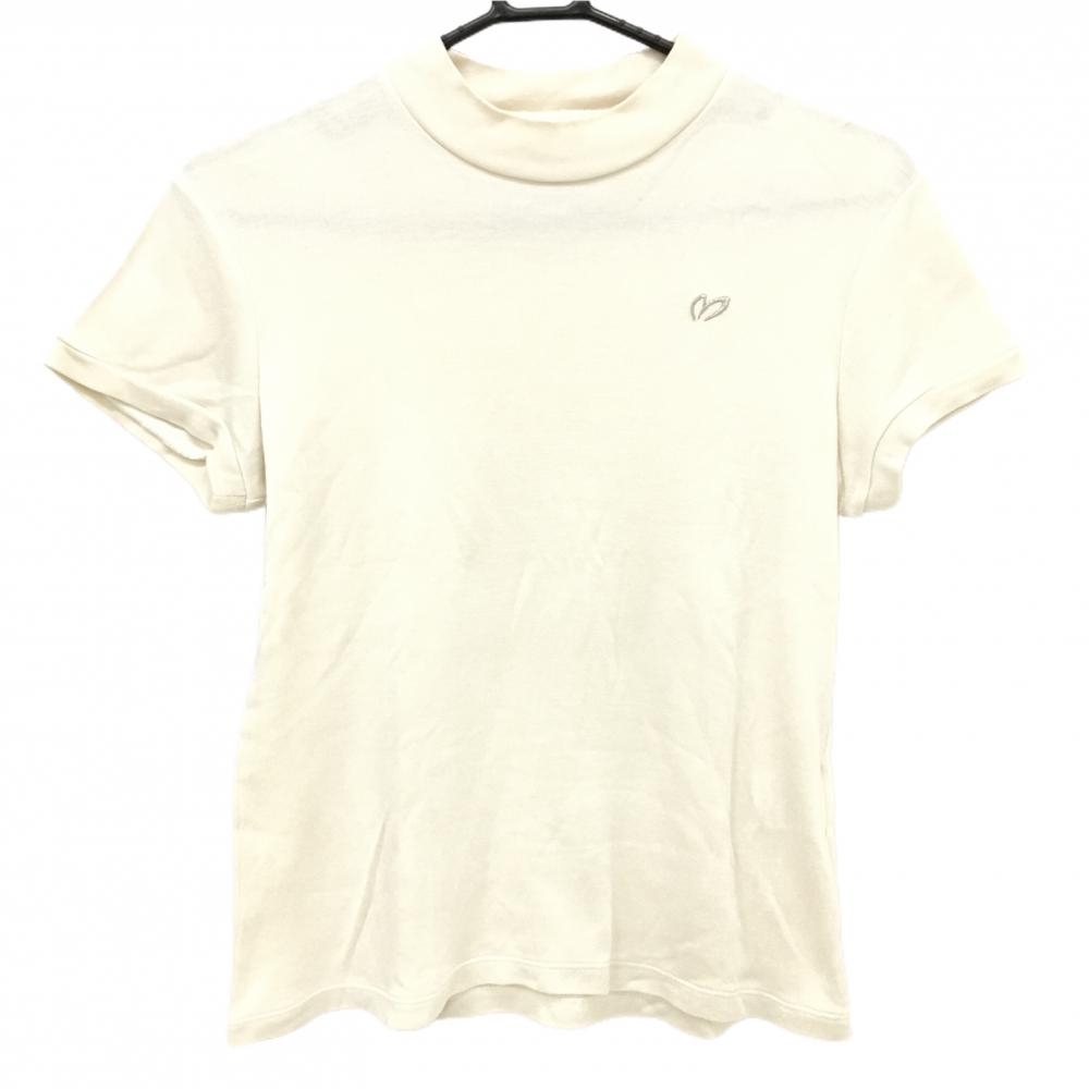 マスターバニー 半袖ハイネックシャツ アイボリー シルク100% ロゴシルバー レディース 1(M) ゴルフウェア MASTER BUNNY EDITION