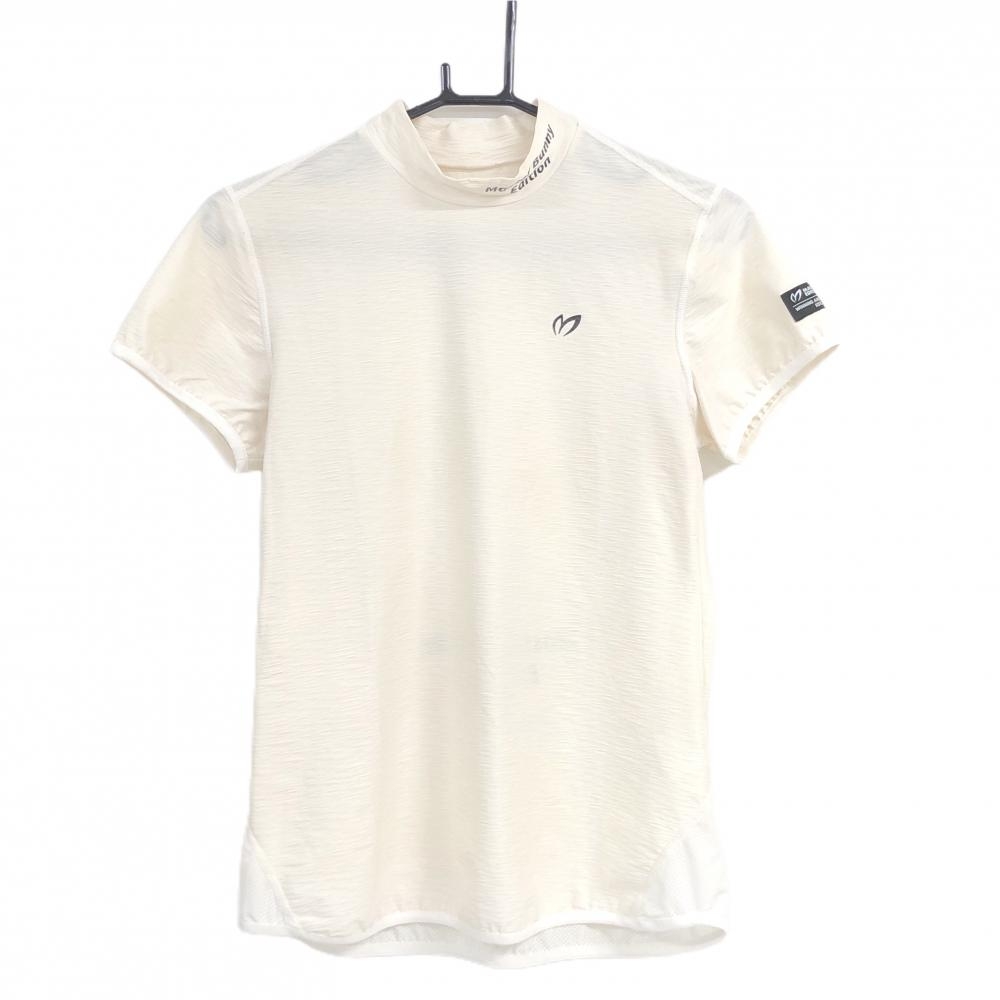 【美品】マスターバニー 半袖ハイネックシャツ 白 ストレッチ 背面裾メッシュ レディース 1(M) ゴルフウェア MASTER BUNNY EDITION