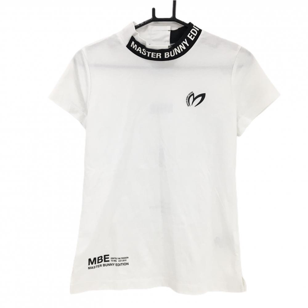 マスターバニー 半袖ハイネックシャツ 白×黒 ネックロゴ レディース 1(M) ゴルフウェア MASTER BUNNY EDITION