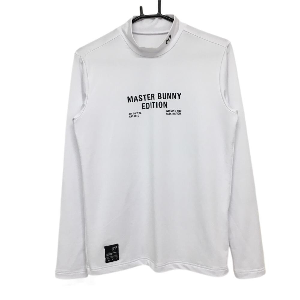 マスターバニー 長袖ハイネックシャツ 白×黒 ロゴプリント レディース 2(L) ゴルフウェア 2023年モデル MASTER BUNNY EDITION